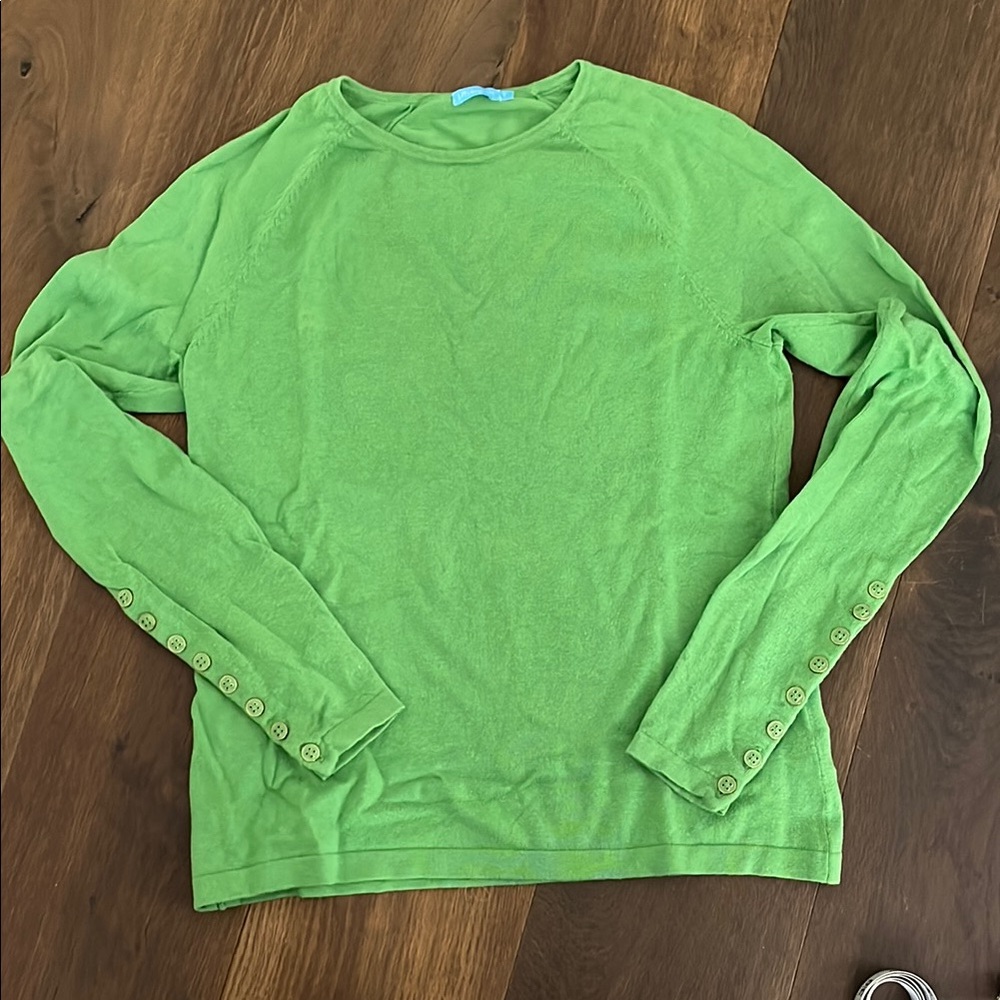 J. McLaughlin Apple Green Crewneck Sweater Vibrant Soft Casual